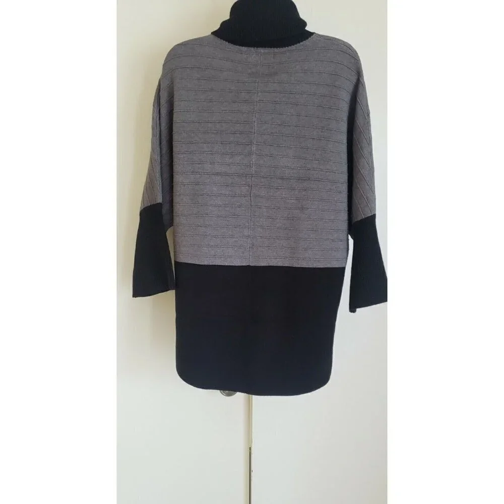 NWT ROMIMONA WOMEN'S BLACK GREY ZIPPER CLOSURE SWEATER TOP CARDIGAN SMALL - Picture 7 of 10